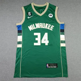 Nike Milwaukee Bucks Giannis Antetokounmpo #34 Swingman 绿色米色 无袖 V-Neck 球衣