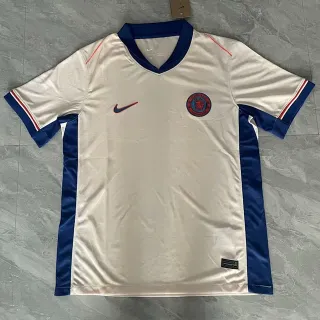 Nike Off-White Navy Red Trim V-Neck Athletic Jersey