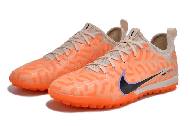 Nike Orange Beige Low-Cut Synthetic Upper Geometric Overlay Pattern Turf Soccer Shoes 8