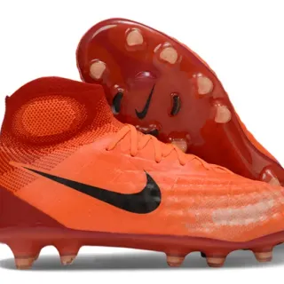 Nike Chaussures de soccer orange noir col haut ajusté à la chaussette texturé avant-cage terrain ferme