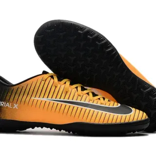 Nike Orange Black Low-Cut Silhouette Ribbed Synthetic Upper Indoor Soccer Shoes