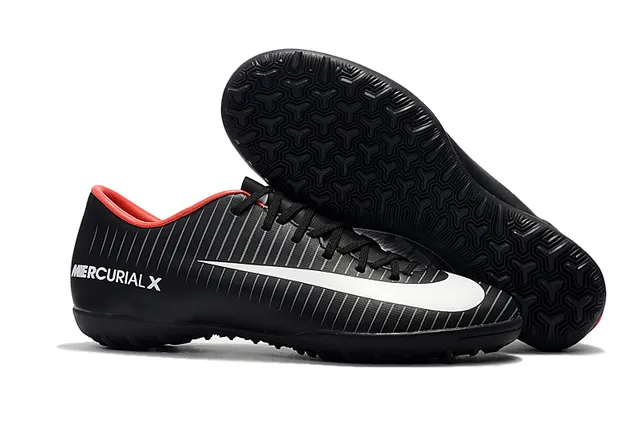 Nike Chaussures de football indoor orange noir silhouette basse ribbelée tige synthétique 2