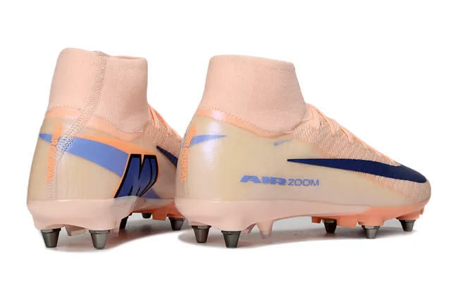 Nike Orange Bleu Collet Haut Ajustable Flyknit Haut Firm-Ground Chaussures de Football 5