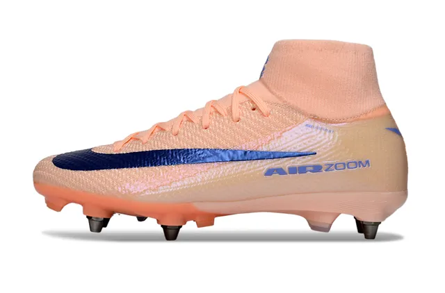 Nike Orange Bleu Collet Haut Ajustable Flyknit Haut Firm-Ground Chaussures de Football 7