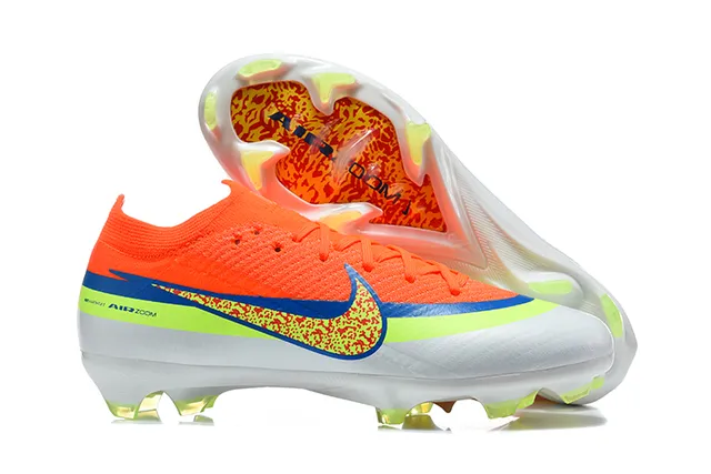 Nike Orange Green Low-Cut Knit Upper Dynamic Fit Collar Firm-Ground Soccer Shoes 2