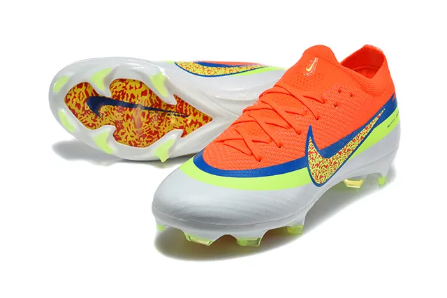 Nike Orange Green Low-Cut Knit Upper Dynamic Fit Collar Firm-Ground Soccer Shoes 7
