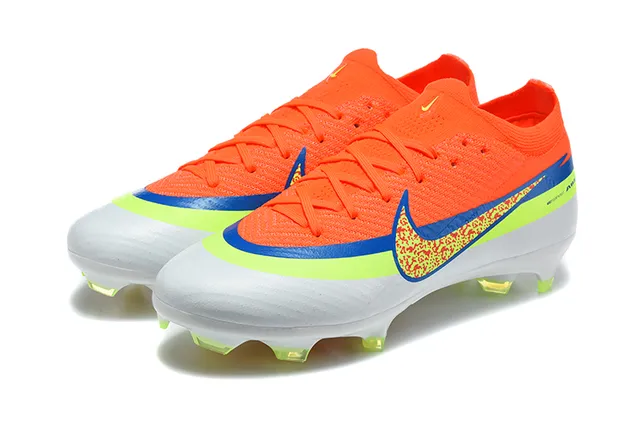 Nike Orange Green Low-Cut Knit Upper Dynamic Fit Collar Firm-Ground Soccer Shoes 8
