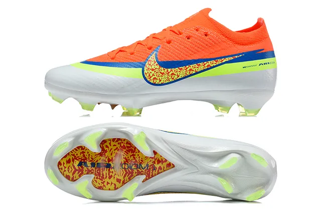Nike Orange Green Low-Cut Knit Upper Dynamic Fit Collar Firm-Ground Soccer Shoes 9