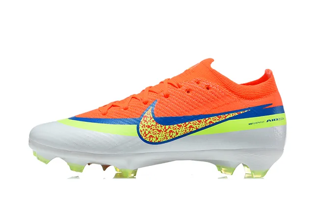 Nike Orange Green Low-Cut Knit Upper Dynamic Fit Collar Firm-Ground Soccer Shoes 10