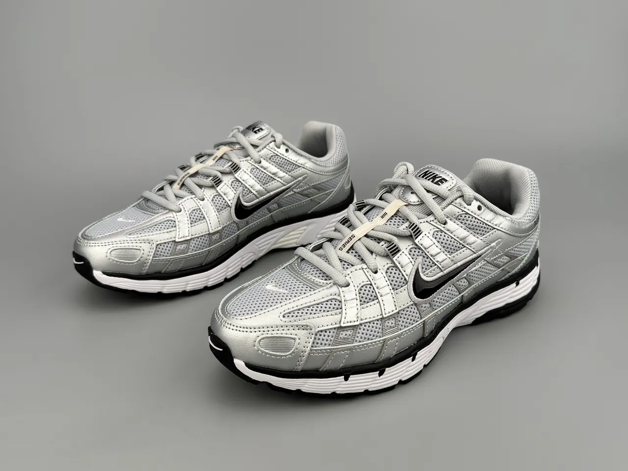 Nike P-6000 Metallic Silver Black White Running Shoes 5
