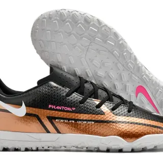 Nike Phantom GT Sapatos de futebol turf preto marrom de corte baixo em sintético