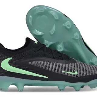 Nike Phantom GT Preto Verde Malha Superior Contraforte Texturizado Talão Firm-Ground Tênis de Futebol