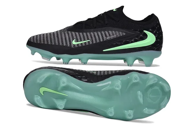 Nike Phantom GT Noir Vert Upper Tricoté Contrafort Texturé Talon Firm-Ground Chaussures de Football 3