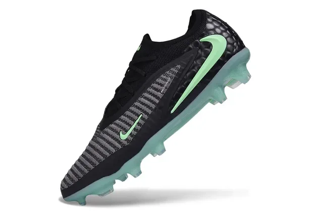 Nike Phantom GT Noir Vert Upper Tricoté Contrafort Texturé Talon Firm-Ground Chaussures de Football 4