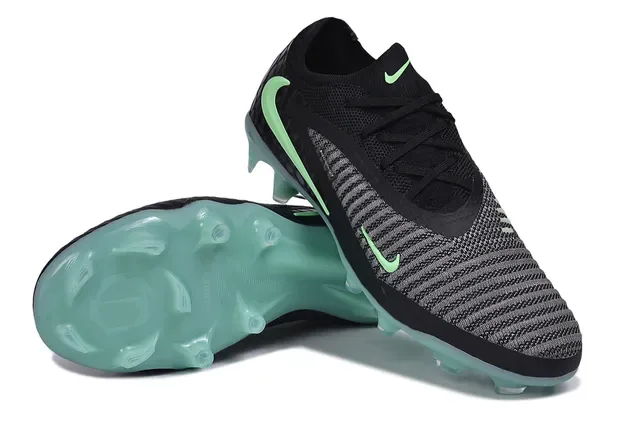 Nike Phantom GT Noir Vert Upper Tricoté Contrafort Texturé Talon Firm-Ground Chaussures de Football 6