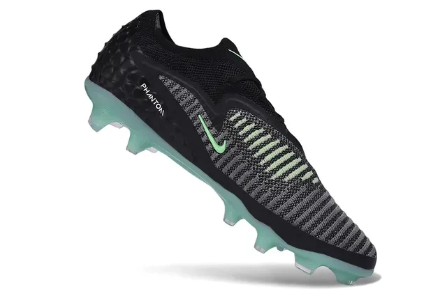 Nike Phantom GT Noir Vert Upper Tricoté Contrafort Texturé Talon Firm-Ground Chaussures de Football 7