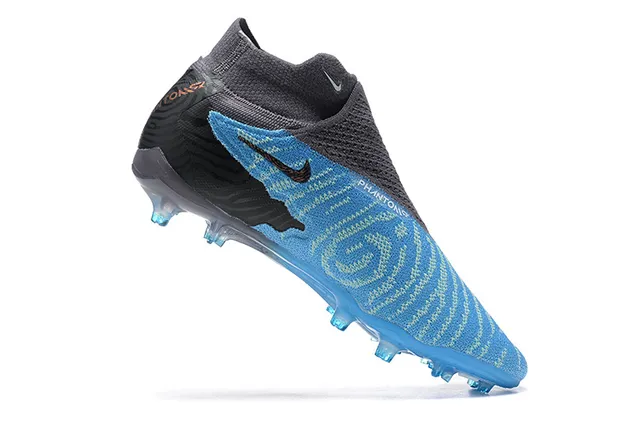 Nike Phantom GT azul preto alto colar de meia solado translúcido base firme sapatos de futebol 3