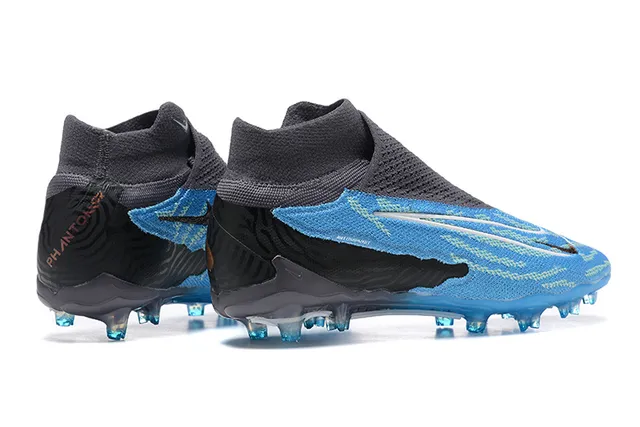 Nike Phantom GT azul preto alto colar de meia solado translúcido base firme sapatos de futebol 5