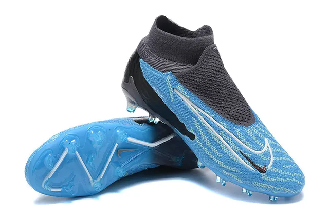 Nike Phantom GT azul preto alto colar de meia solado translúcido base firme sapatos de futebol 6
