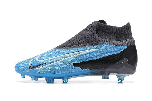 Nike Phantom GT azul preto alto colar de meia solado translúcido base firme sapatos de futebol 10