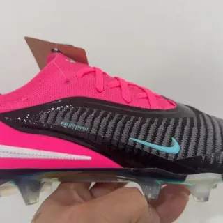 Nike Phantom GT Pink Black Knit Upper Ribbed Texture Firm-Ground Soccer Shoes