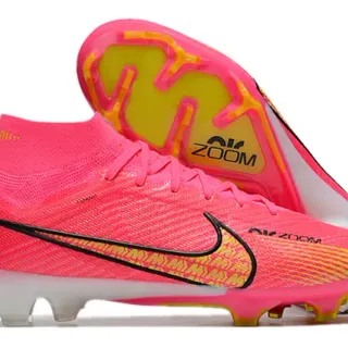 Nike Phantom GT Pink Yellow High-Cut Knit Upper Molded Conical Studs Firm-Ground Soccer Shoes