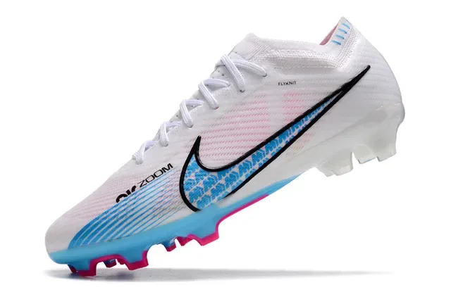 Nike Phantom GT White Blue Flyknit Upper Dynamic Graphic Side Panel Firm-Ground Soccer Shoes 3