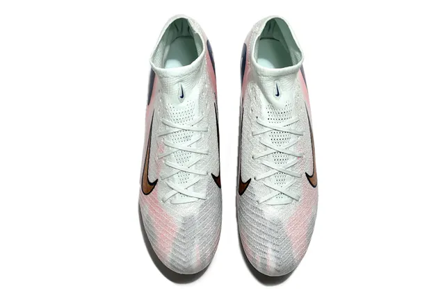 Nike Phantom GT White Navy उच्च कट सॉक फिट कॉलर दृढ़ मैदान फुटबॉल जूते 2