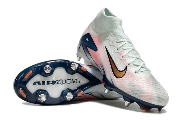 Nike Phantom GT White Navy उच्च कट सॉक फिट कॉलर दृढ़ मैदान फुटबॉल जूते 3