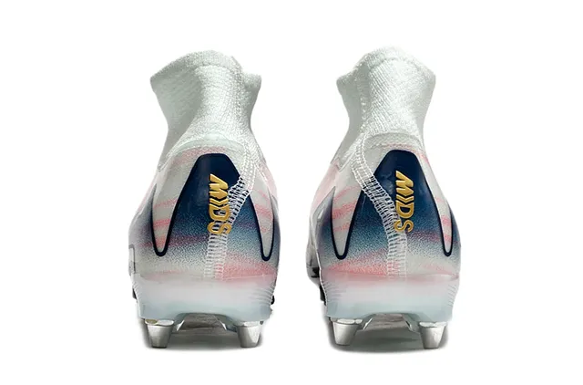 Nike Phantom GT White Navy उच्च कट सॉक फिट कॉलर दृढ़ मैदान फुटबॉल जूते 4