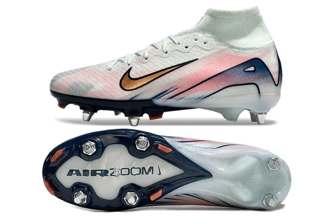 Nike Phantom GT White Navy उच्च कट सॉक फिट कॉलर दृढ़ मैदान फुटबॉल जूते 5