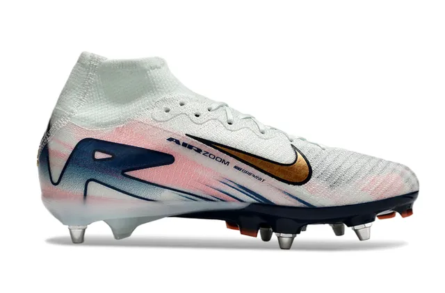 Nike Phantom GT White Navy उच्च कट सॉक फिट कॉलर दृढ़ मैदान फुटबॉल जूते 7