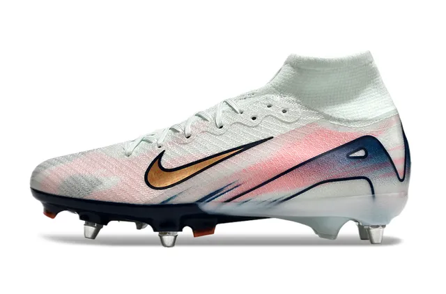 Nike Phantom GT White Navy उच्च कट सॉक फिट कॉलर दृढ़ मैदान फुटबॉल जूते 8