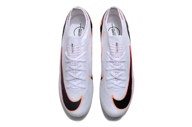 Nike Phantom GT Zapatos de fútbol blanco naranja upper de knit cuello alto para césped artificial 2