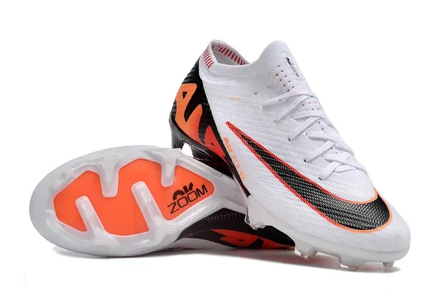 Nike Phantom GT Zapatos de fútbol blanco naranja upper de knit cuello alto para césped artificial 3