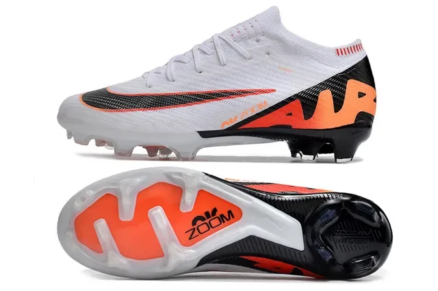 Nike Phantom GT Zapatos de fútbol blanco naranja upper de knit cuello alto para césped artificial 5