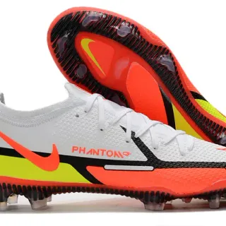 Nike Phantom GT White Orange Neon Yellow Firm-Ground Soccer Shoes