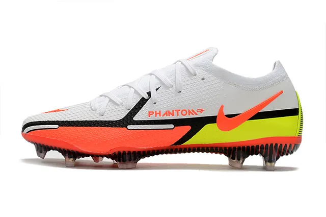 Nike Phantom GT White Orange Neon Yellow Firm-Ground Soccer Shoes 5