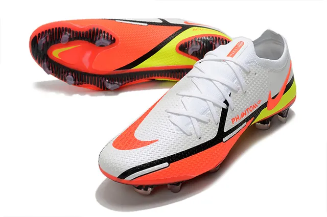 Nike Phantom GT White Orange Neon Yellow Firm-Ground Soccer Shoes 6