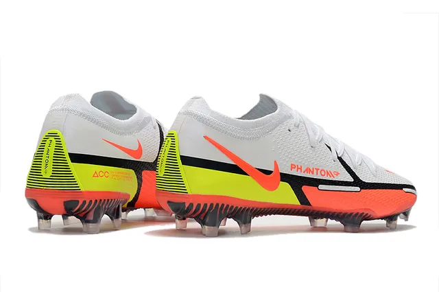 Nike Phantom GT White Orange Neon Yellow Firm-Ground Soccer Shoes 7