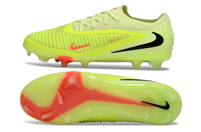 Nike Phantom GT Parte superior de malha amarelo vermelho cadarços assimétricos terreno firme sapatos de futebol 5