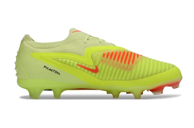 Nike Phantom GT Parte superior de malha amarelo vermelho cadarços assimétricos terreno firme sapatos de futebol 7