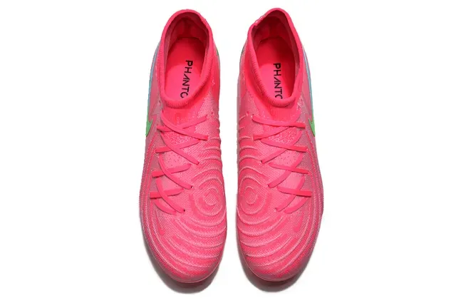 Nike Rosa Verde Alto Corte Ajuste a Calcetín Parte Superior Asimétrica Cordones Asimétricos Superficie Firme Zapatos de Fútbol 2
