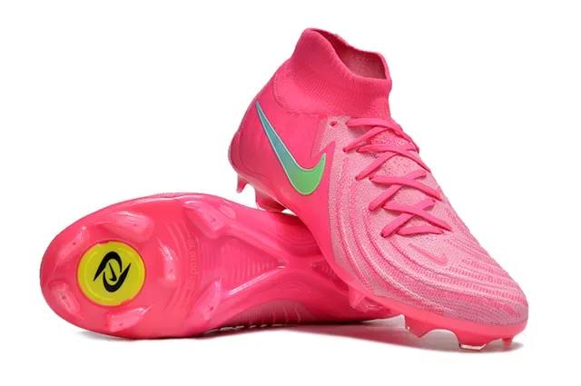 Nike Rosa Verde Alto Corte Ajuste a Calcetín Parte Superior Asimétrica Cordones Asimétricos Superficie Firme Zapatos de Fútbol 3