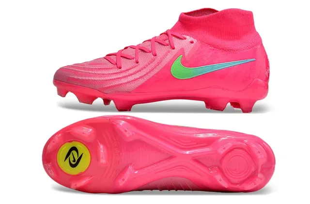 Nike Rosa Verde Alto Corte Ajuste a Calcetín Parte Superior Asimétrica Cordones Asimétricos Superficie Firme Zapatos de Fútbol 5