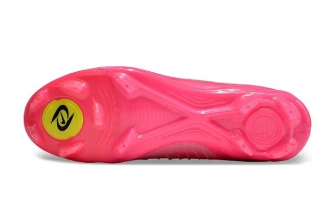 Nike Rosa Verde Alto Corte Ajuste a Calcetín Parte Superior Asimétrica Cordones Asimétricos Superficie Firme Zapatos de Fútbol 6