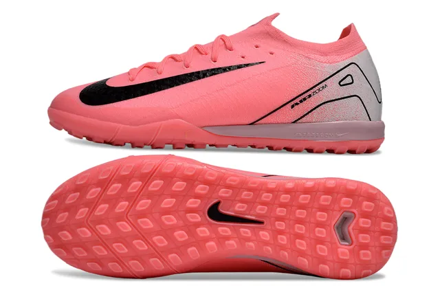 Nike Zapatos de fútbol indoor con upper de knit rosa y plata, collar integrado 6