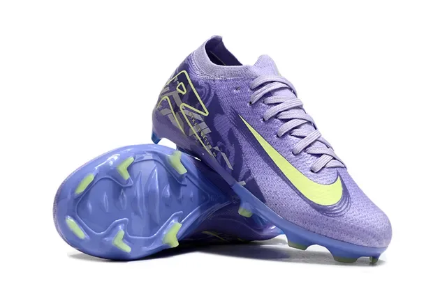 Nike Chaussures de Football Upper en Maille Violet Jaune Col de Chaussette Bas pour Terrain Ferme 2