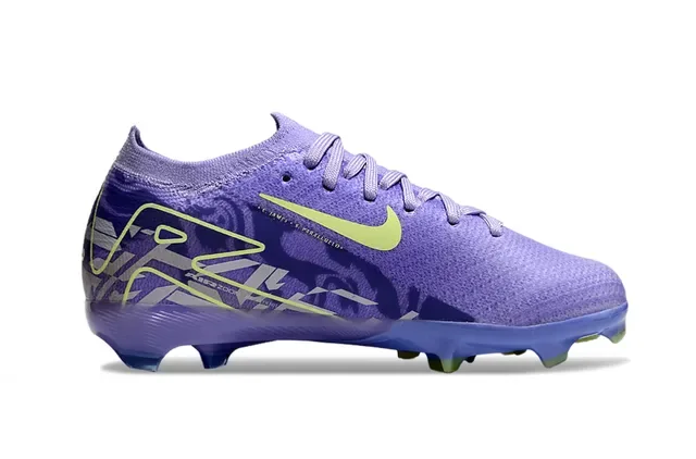 Nike Chaussures de Football Upper en Maille Violet Jaune Col de Chaussette Bas pour Terrain Ferme 5