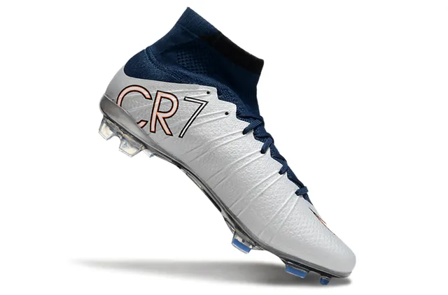 Chuteiras Nike Silver Navy high-cut Flyknit collar jaula de sintético moldado para terreno firme 2